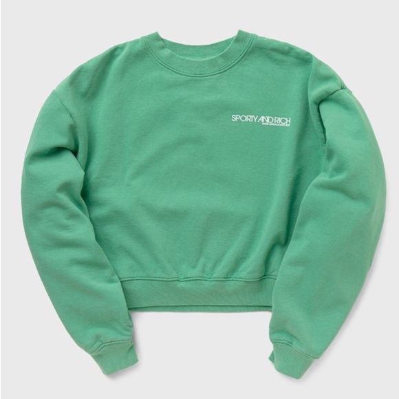 Sporty & Rich Sweaters - SPORTY & RICH DISCO CROPPED CREWNECK